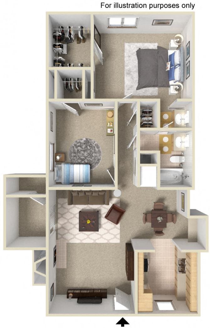 2x1 Floor Plan l The Hills Apartments in Orangevale, CA